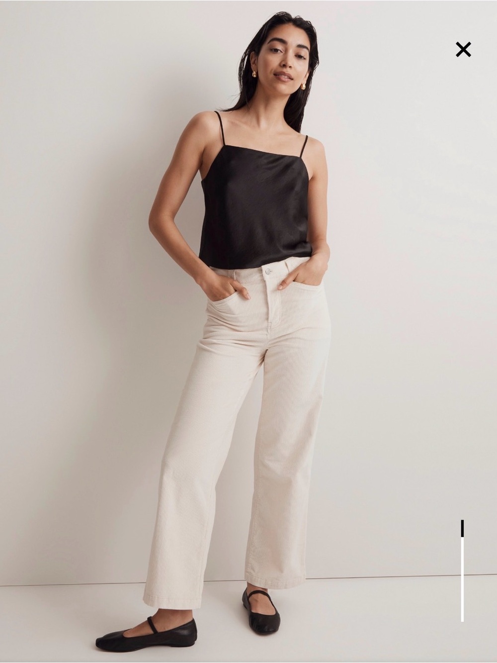 Madewell Cream Corduroy Emmett 2.0 Wide-Leg Pants Size 25